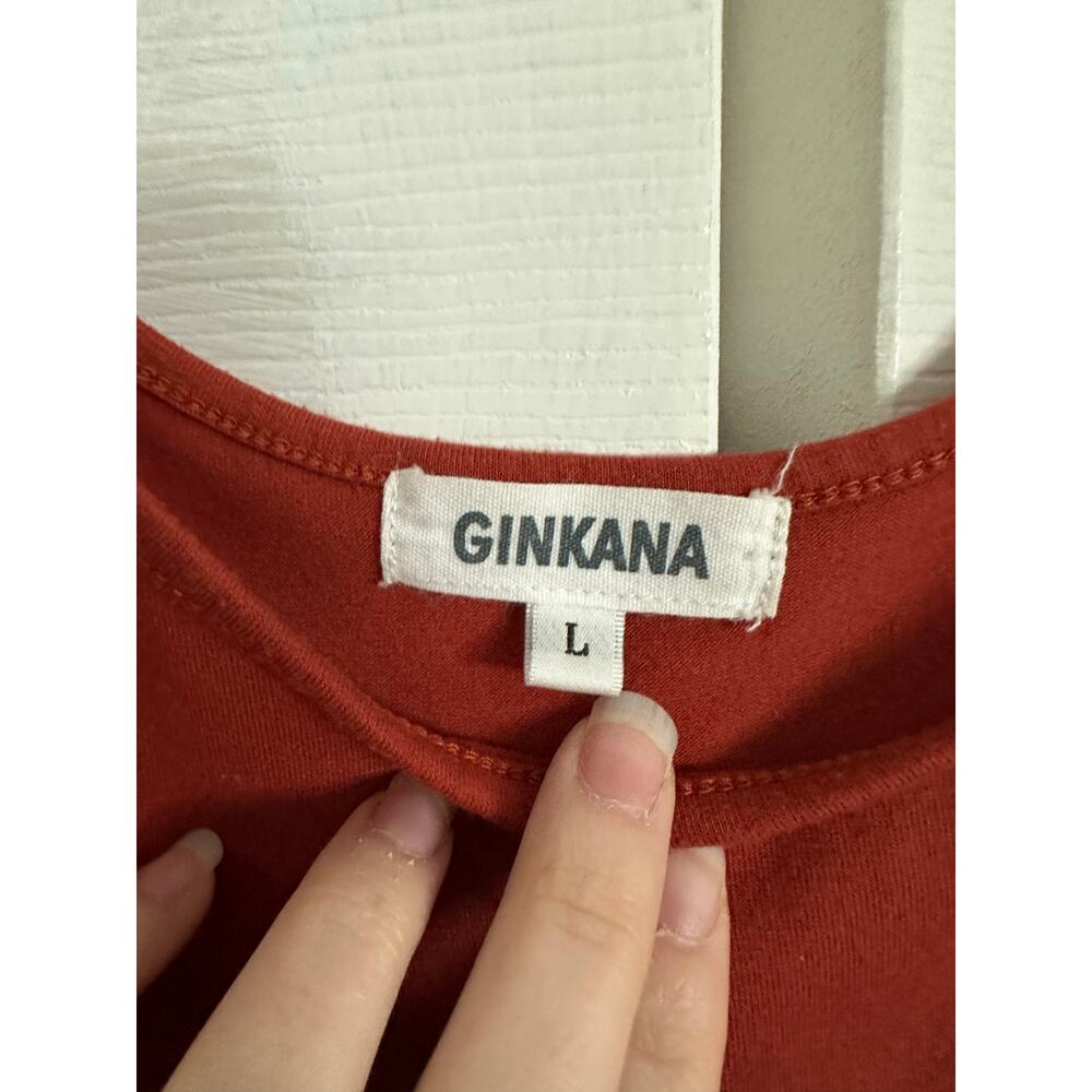 Ginkana Short Ruched Bodycon Pregnancy Maternity Dress L Rust Color or Caramel - Picture 6 of 9